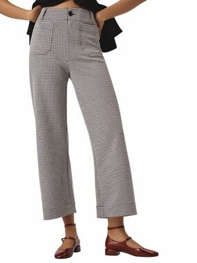 Anthropologie Maeve Colette Cropped Wide-Leg Pants Black & White Sz 28